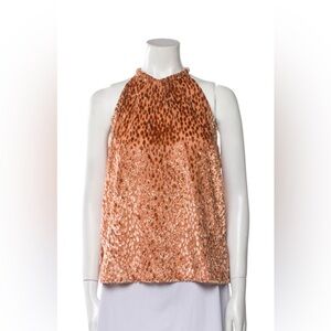 A.L.C. Women's Orange Leopard Print Halter Top